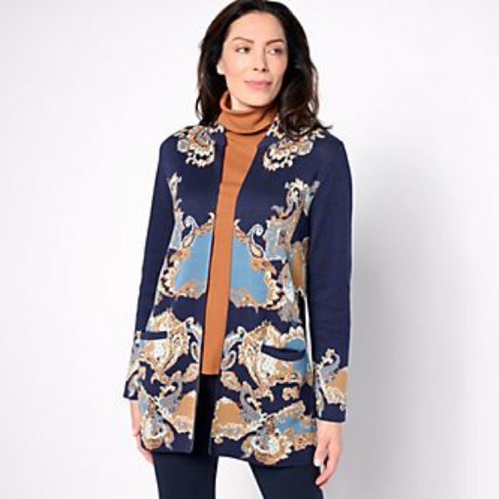 Susan Graver Regular Jacquard Sweater Duster size xs